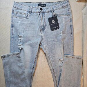 Gingtto Men's Skinny Fit Distressed Jeans -  Size 34